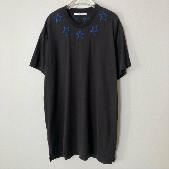 Givenchy Paris T Shirt Large Embroidered Star Black Columbian Fit T Shirt Dress - Picture 2 of 9